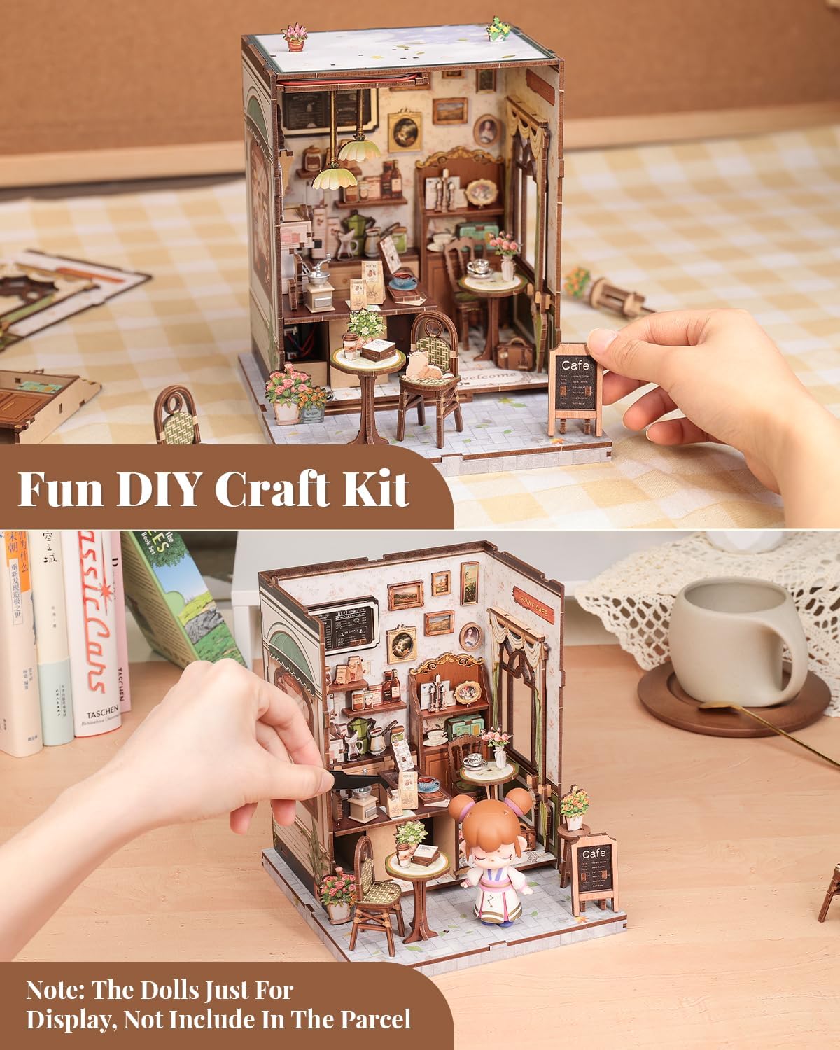 CUTEBEE - Kit de rincón de libros en miniatura para casa, cafetería, casa