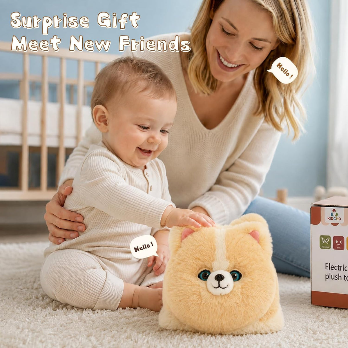 Corgi - Juguete de peluche, juguete sensorial interactivo