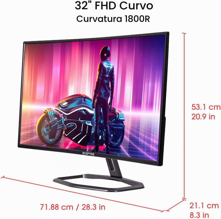 Sceptre Monitor curvo para juegos FHD 1080p de 32 pulgadas hasta 24...