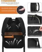 Mochila de viaje Capolo para mujeres y hombres, Negro, 15,6 pulgadas