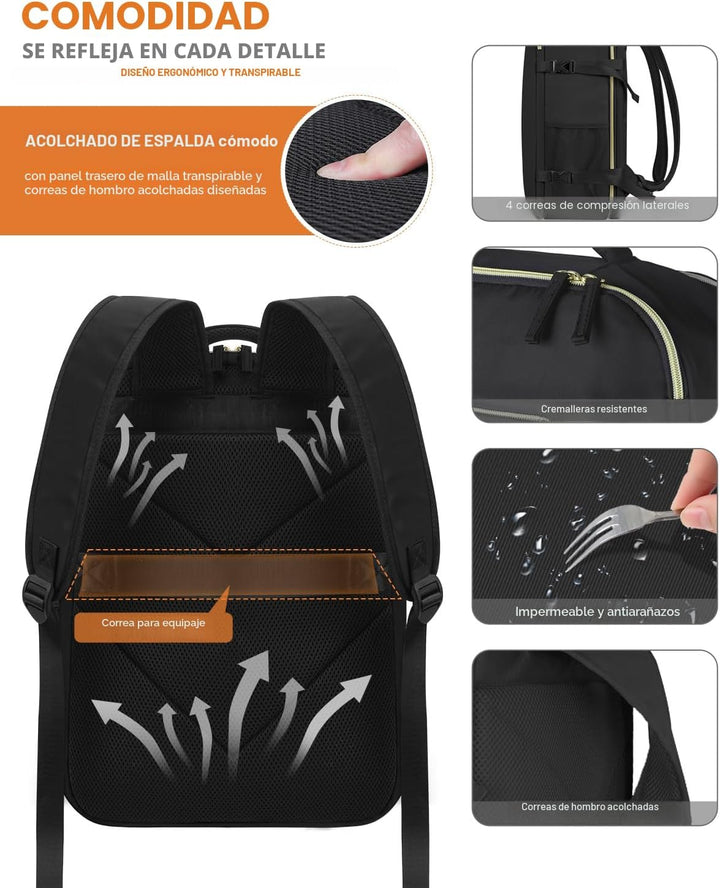 Mochila de viaje Capolo para mujeres y hombres, mochila impermeable...