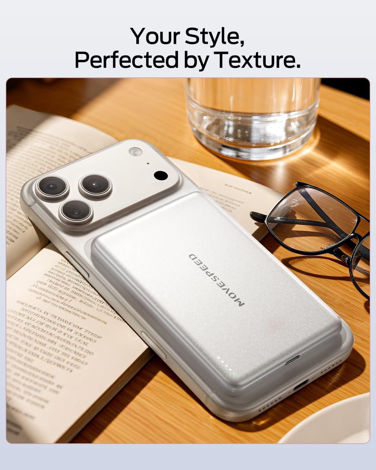 MOVE SPEED Cargador Portátil MagSafe Ultra Delgado de 0.3''...