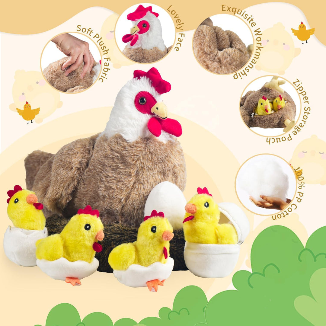 XYHQYB Peluche de pollo 9 en 1, juguetes de pollo de peluche para n...