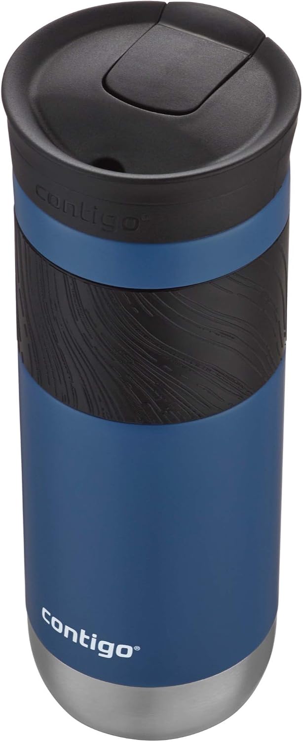 Contigo - Taza de viaje con aislamiento y con Snapseal (cierre por presión), 20 onzas fluidas, diseño saque, maíz azul, con asa