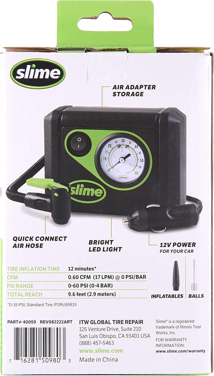Slime 40059 Inflador de neumáticos, Junior, Compacto, Potente, Comp...