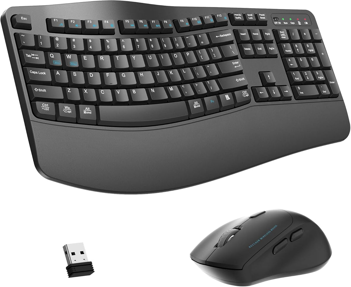 Combo de teclado y mouse inalámbricos, teclas de onda ergonómicas 2.4G, Aguacate Verde-A