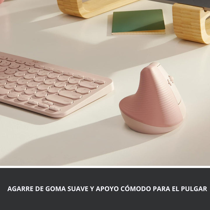 Logitech Lift - Mouse óptico, ergonómico y vertical, uso inalámbric...