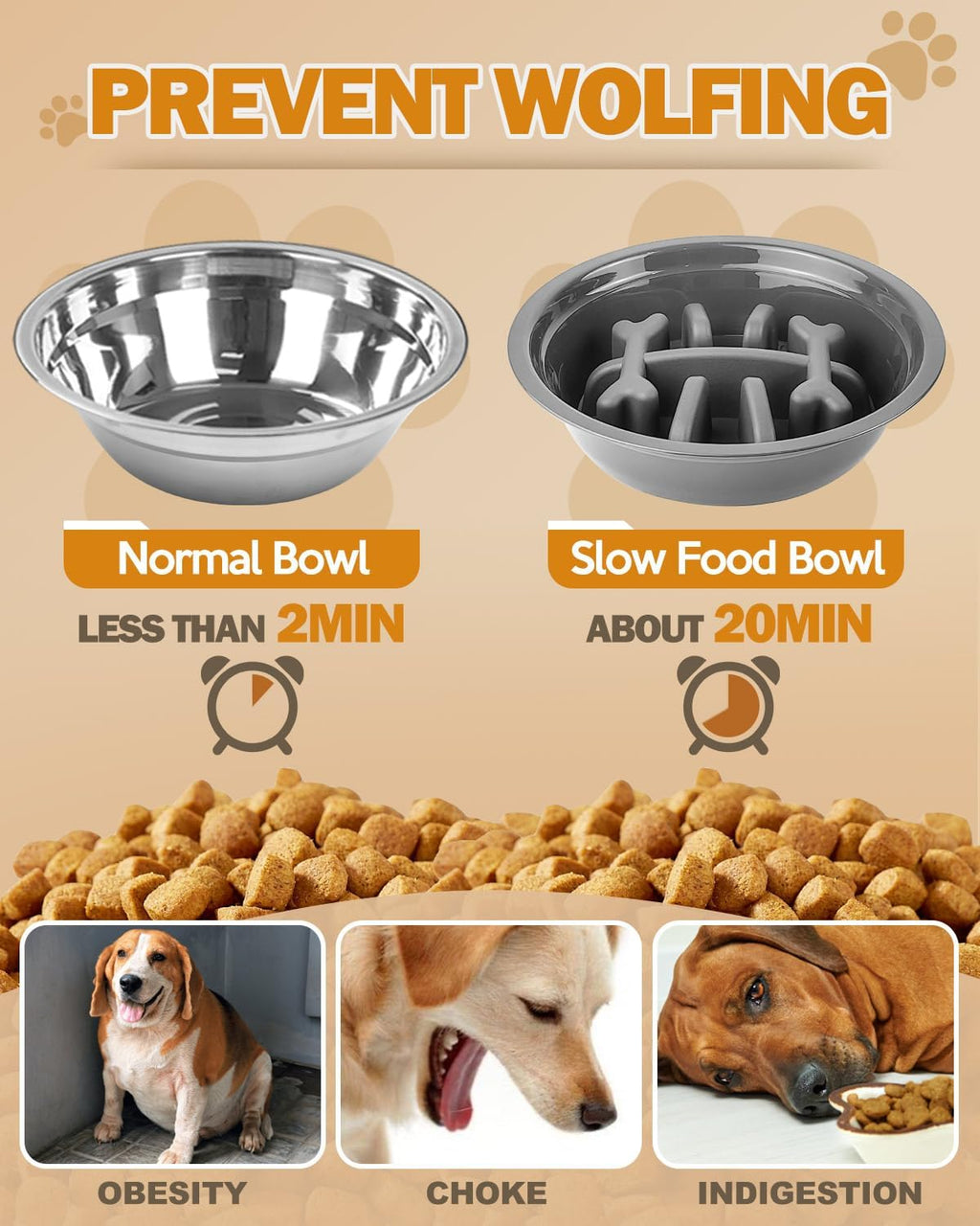 Cuencos elevados para perros medianos y grandes, comedero antideslizante para perros con 1 plato de acero inoxidable y 1 cuenco de alimentación lenta, cuencos elevados ajustables de 5 alturas a 3.15 pulgadas -8.66 pulgadas -9.84 pulgadas -11.02 pulgadas