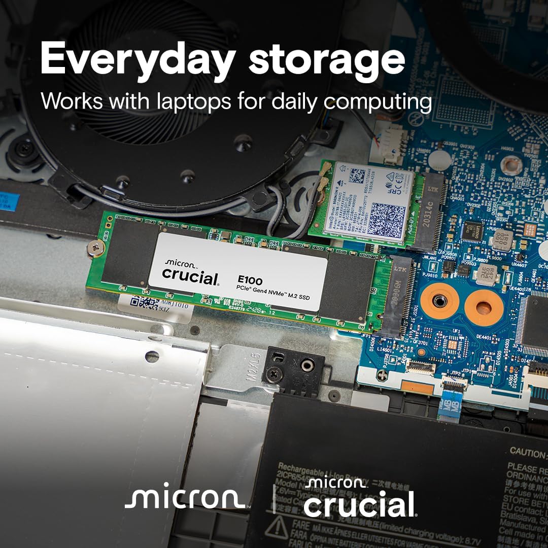 Unidad de estado sólido SSD Crucial E100 de 480 GB M.2 NVMe PCIe Ge...