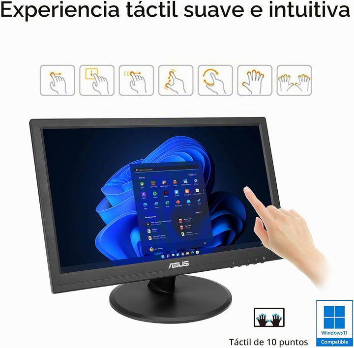 ASUS Monitor táctil 1080P de 15.6 pulgadas (VT169HE) - Full HD, pan...