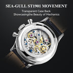 Reloj de pulsera mecánico para hombre SEA-GULL, reloj de piloto cronógrafo de aviación Seagull 1963, cuerda manual, edición internacional GD 1963, ST1901