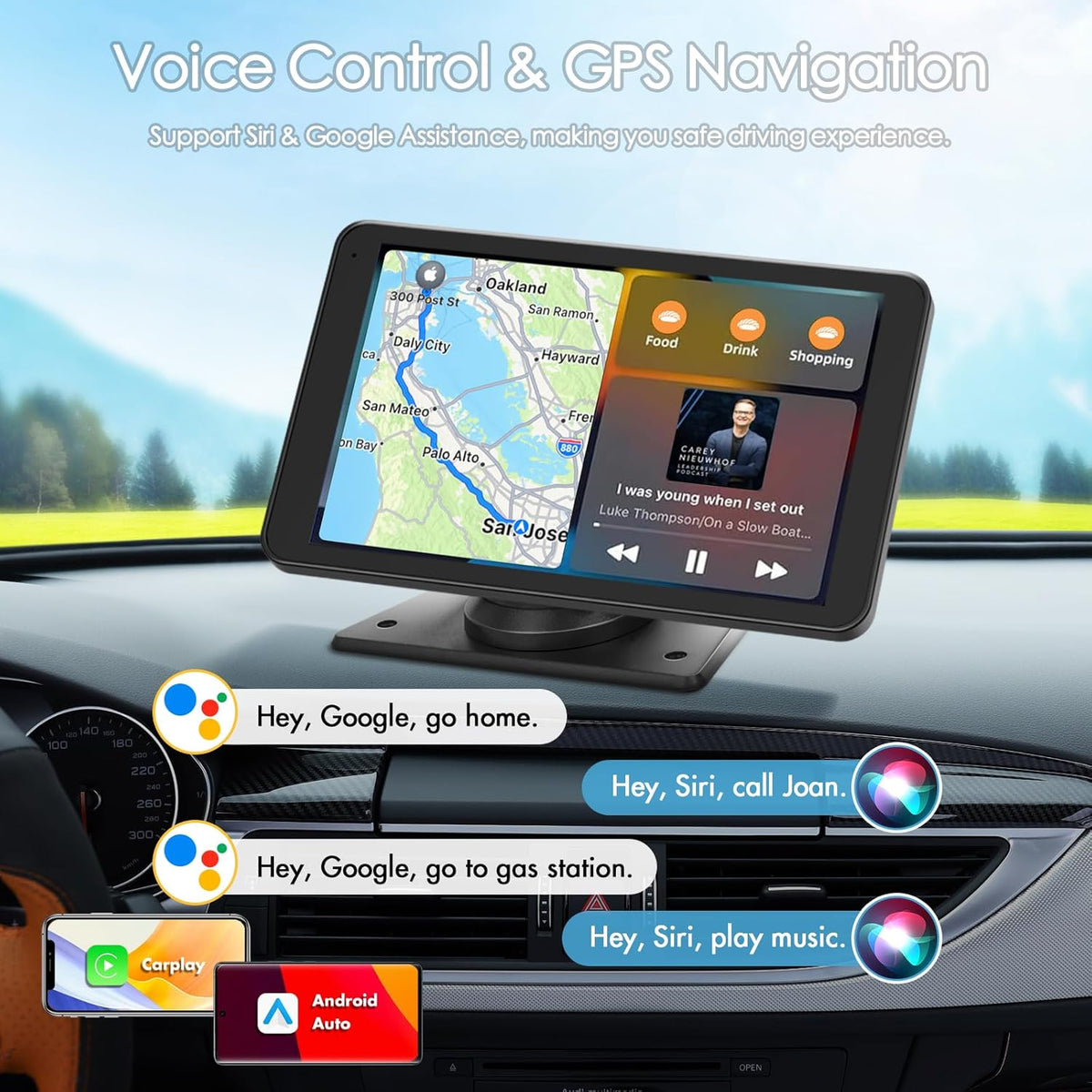 Estéreo inalámbrico portátil Carplay para automóvil