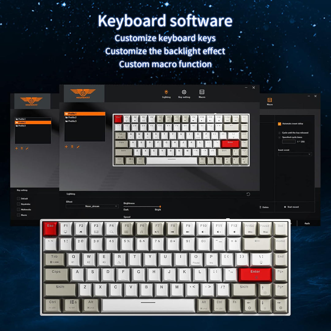 Newmen GM840 Teclado mecánico inalámbrico, con cable\/Bluetooth\/2....