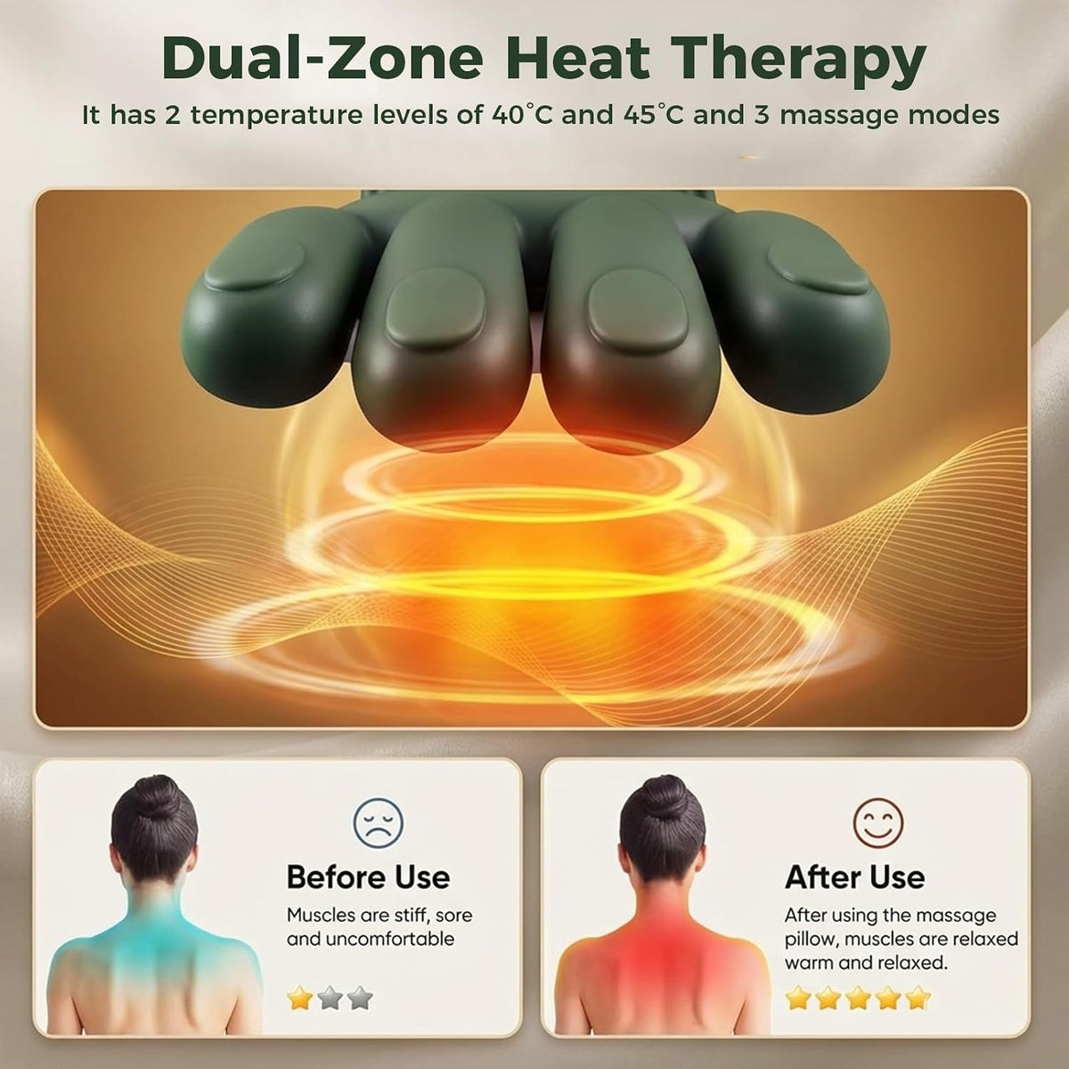 KppeX Nuevo modelo de almohada de masaje de cuello con calor para aliviar