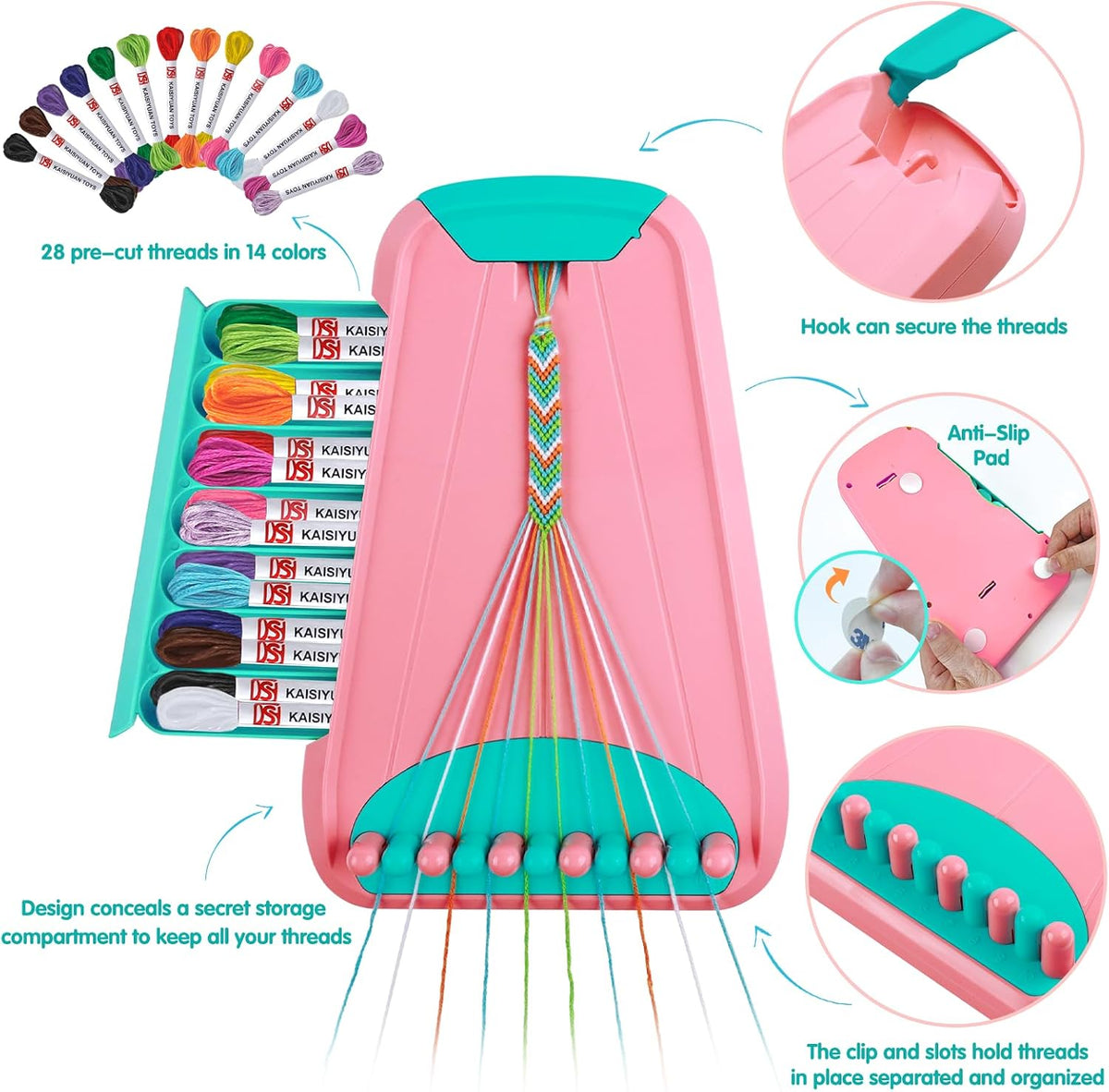 Maynacs Friendship Bracelet Making Kit para Girls 8-12, 28 Pre-Cut Threads