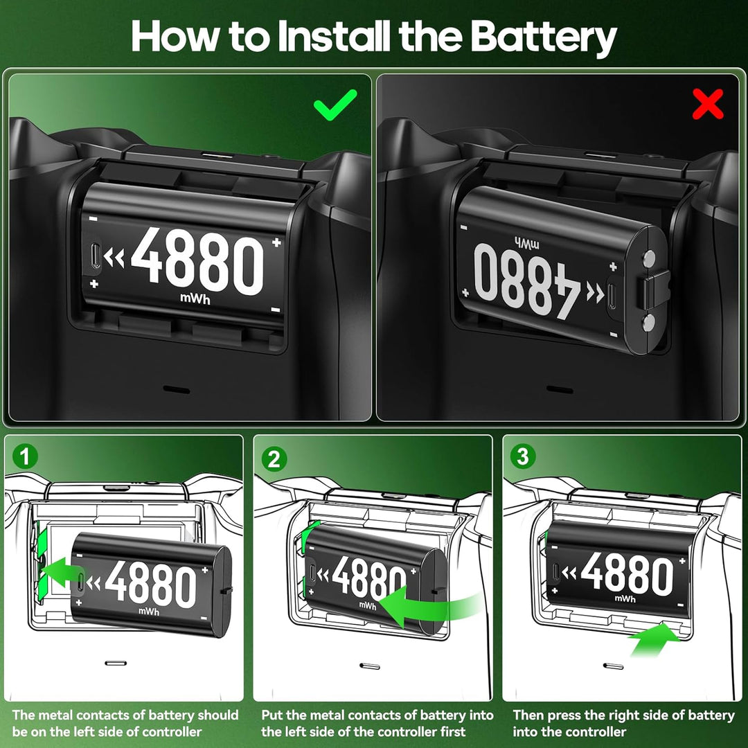 OIVO Batería recargable para Xbox One\/Series X\/S, 4 x 4880mWh, es...