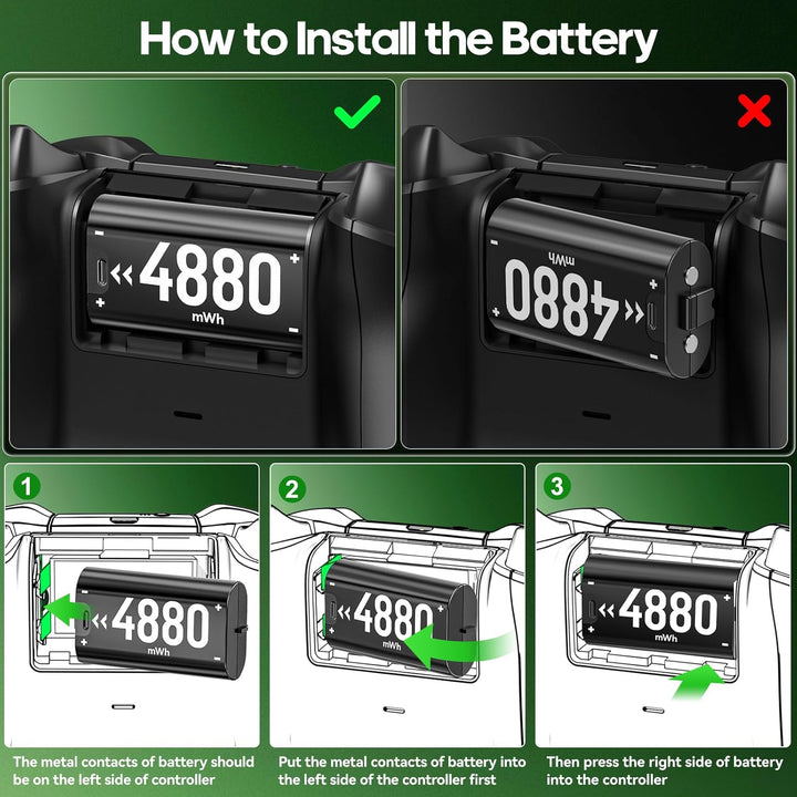 OIVO Batería recargable para Xbox One\/Series X\/S, 4 x 4880mWh, es...