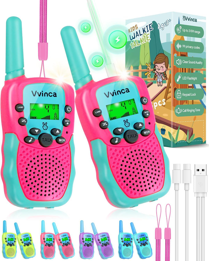 Walkie Talkies para niños, 3 millas de largo alcance, 22 canales, 2...