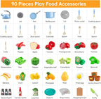 Juego de 90 accesorios de cocina, cocina de simulación con ollas, s...