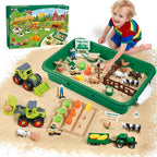FRUSE Juguetes sensoriales de granja con kit de arena y tractor para niños