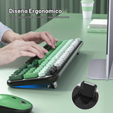 MOFII Combo de teclado y mouse inalámbricos, teclado retro de 2.4 G...