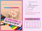 Teclado de piano recargable para niños, 37 teclas con micrófono e