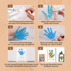 Kit familiar de huellas de manos y fundición a mano, recuerdo de manualidades con marco de madera, pinturas no tóxicas, kit de pasarela para bebé, regalo perfecto para abuelos, nuevos padres y familias (blanco, 4 hojas transparentes)