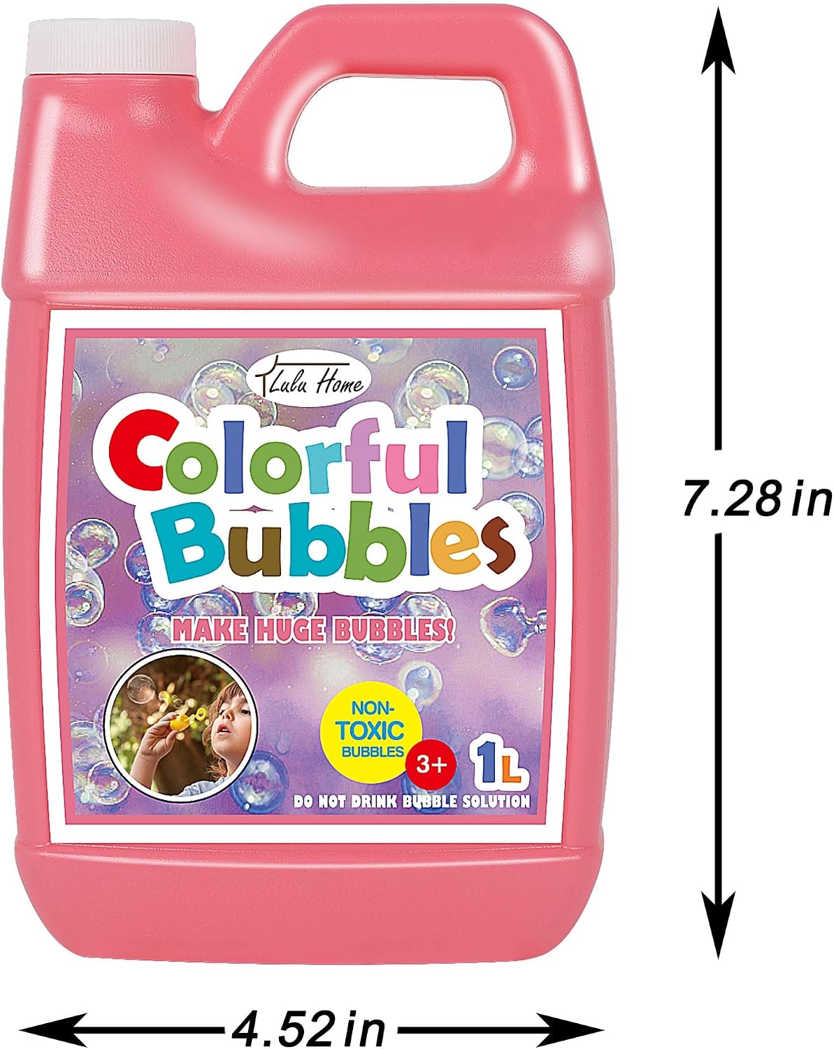 Lulu Home Solución concentrada de burbujas, 2 paquetes, 2 L, botella rosa