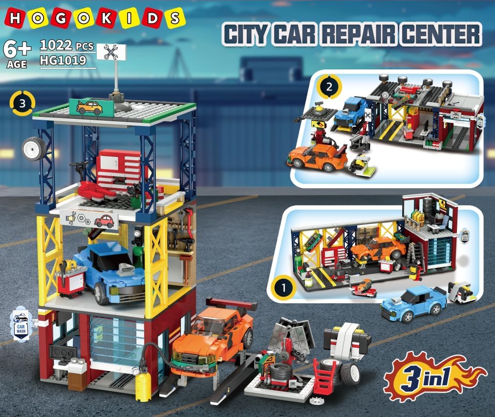 HOGOKIDS Juego de construcción de garaje de coche de