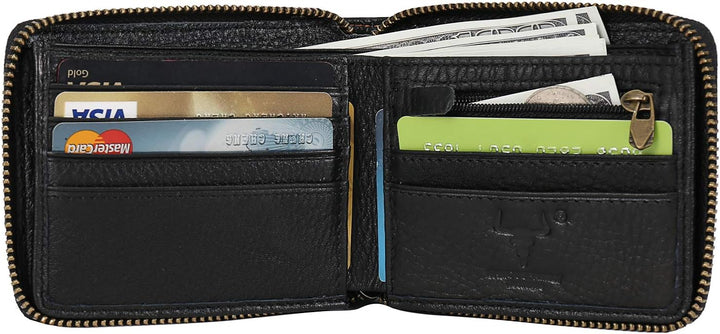 Billetera con cremallera para hombre, con bloqueo RFID, de piel, pl...