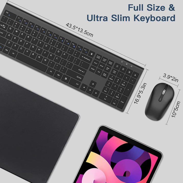 Cimetech Combo de teclado y mouse inalámbricos, 2.4G USB de tamaño...