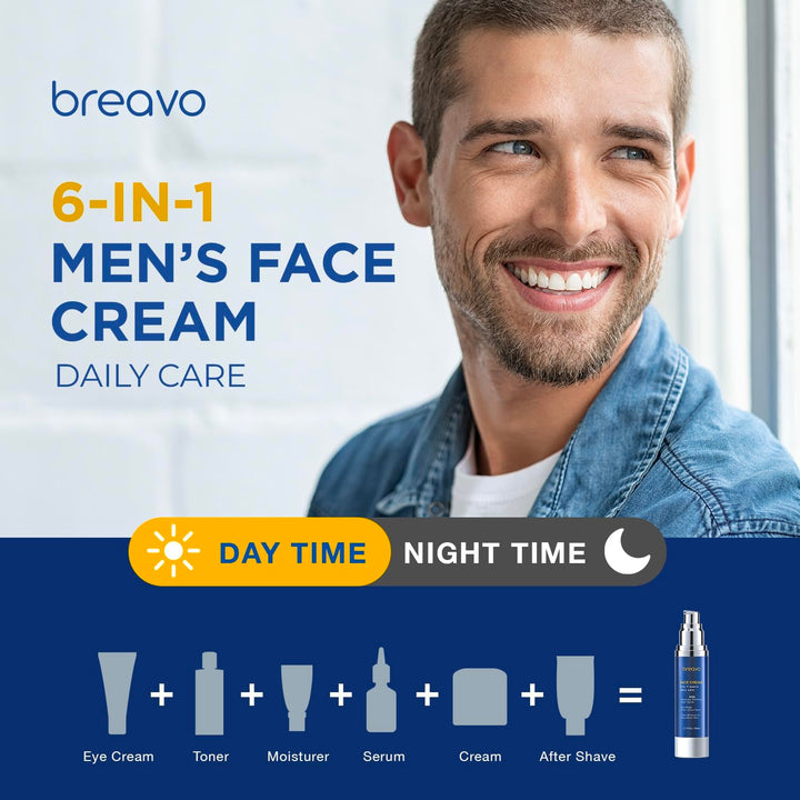 Breavo Crema facial 6 en 1 para hombres: 6 en 1 humectante facial p...