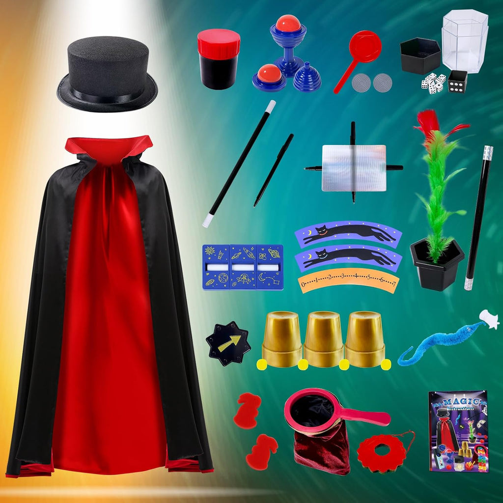 PATIFEED Kit mágico para niños con disfraz de mago, sombrero, varita