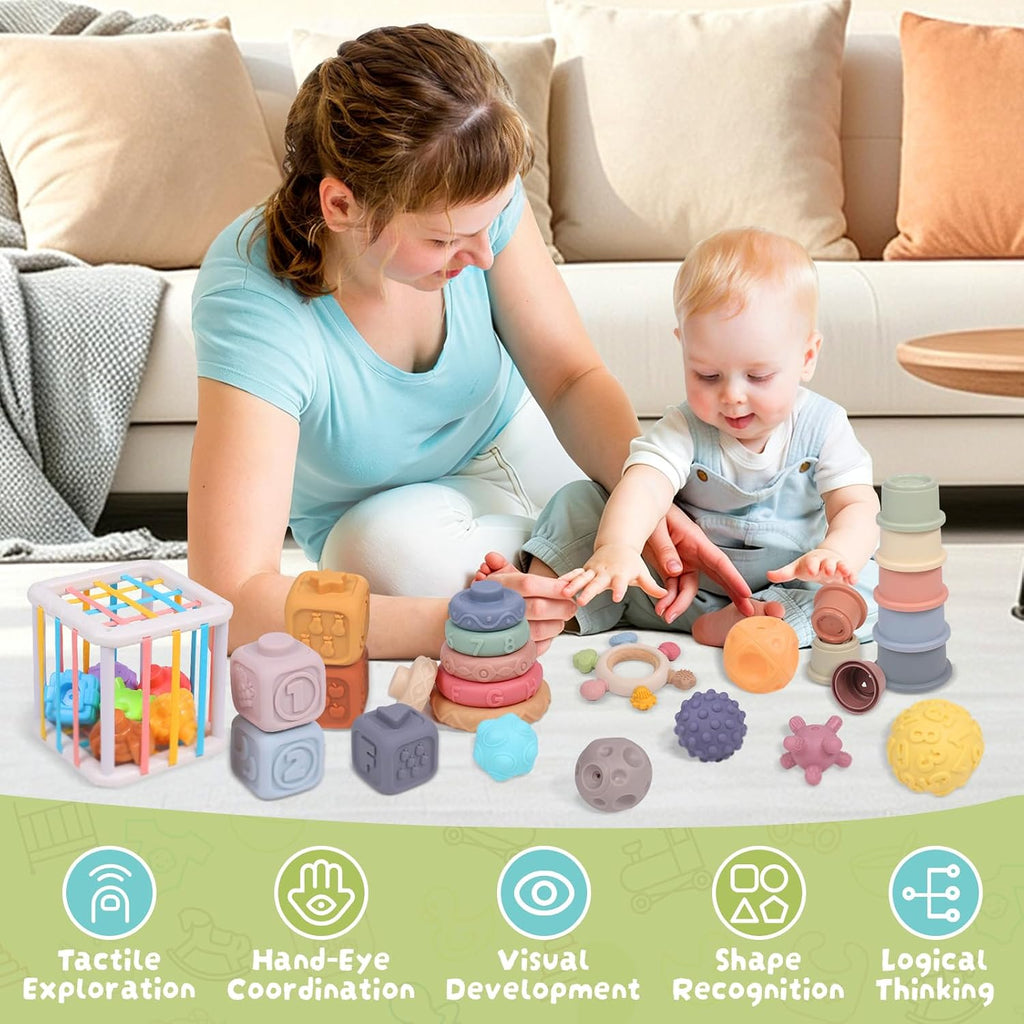 Juguetes Montessori 6 en 1 para bebés de 0-6-6-12 meses, regalos para bebés