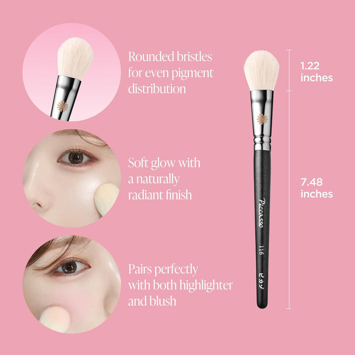 Piccasso 116 brocha iluminadora \u2013 Cepillo suave de maquillaje...