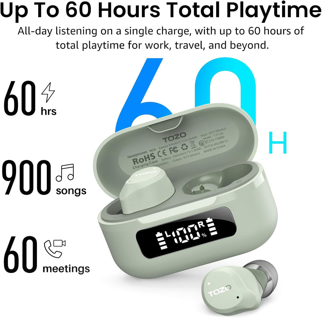 TOZO NC9 Auriculares inalámbricos híbridos con cancelación activa d...