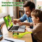Microscopio de mano para niños, juguete STEM explorador al aire libre con herramientas adicionales, pantalla IPS de 2.4 pulgadas, agarre ergonómico, cámara digital, foto/video, lupa, kit de ciencia