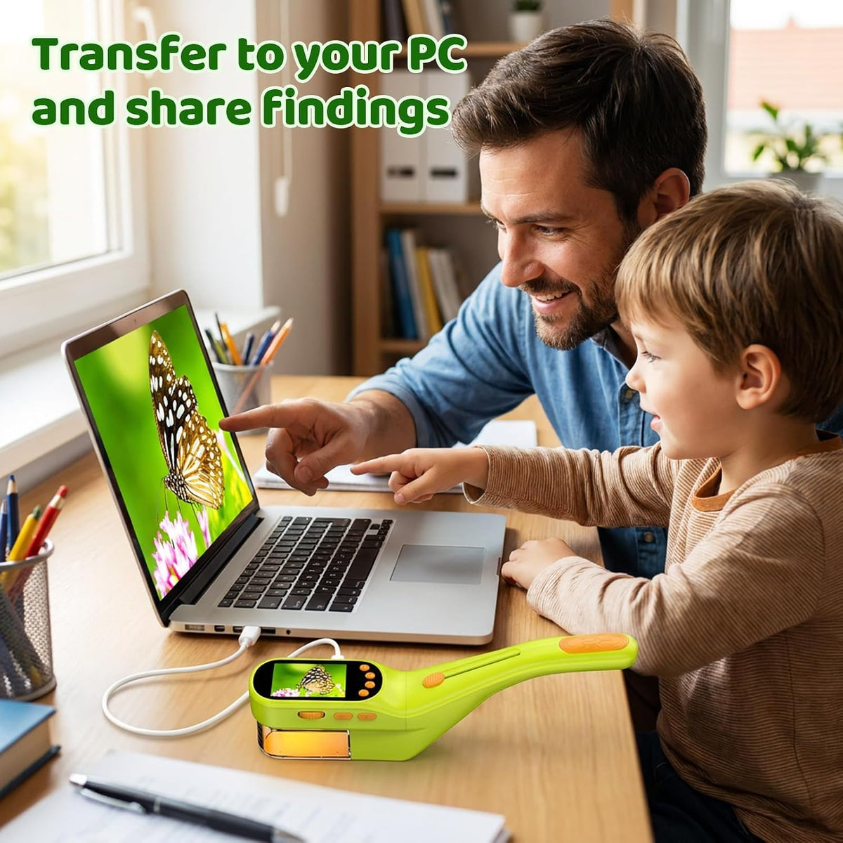 Microscopio de mano para niños, juguete STEM explorador al aire libre con herramientas adicionales, pantalla IPS de 2.4 pulgadas, agarre ergonómico, cámara digital, foto/video, lupa, kit de ciencia