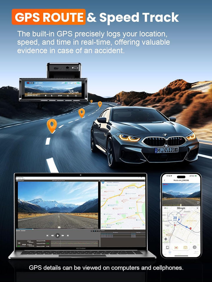 Affver Cámara de Tablero 4K Frontal y Trasera 5G WiFi GPS
