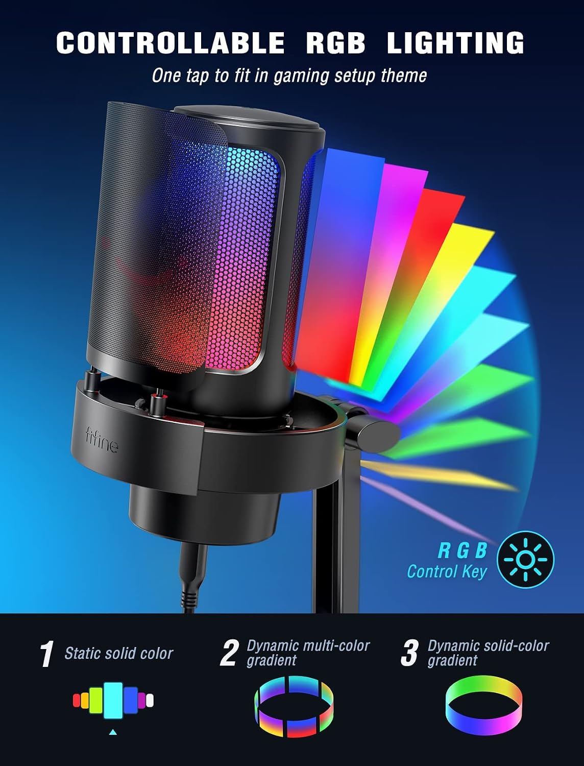 FIFINE AmpliGame A8 Micrófono de condensador USB para juegos con control