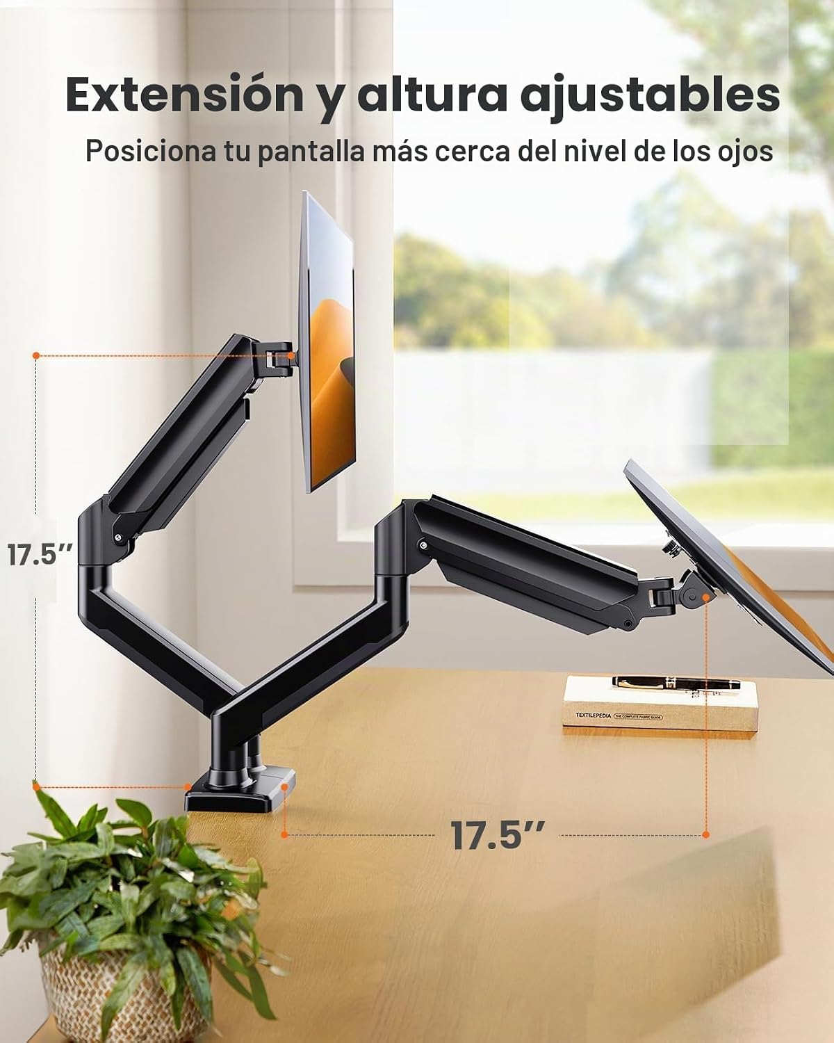ErGear Soporte para monitor dual de hasta 33 pulgadas, soporte de carga máximo de 22 libras cada brazo, soporte de monitor doble ajustable, soporte de monitor de acero resistente con VESA estable de