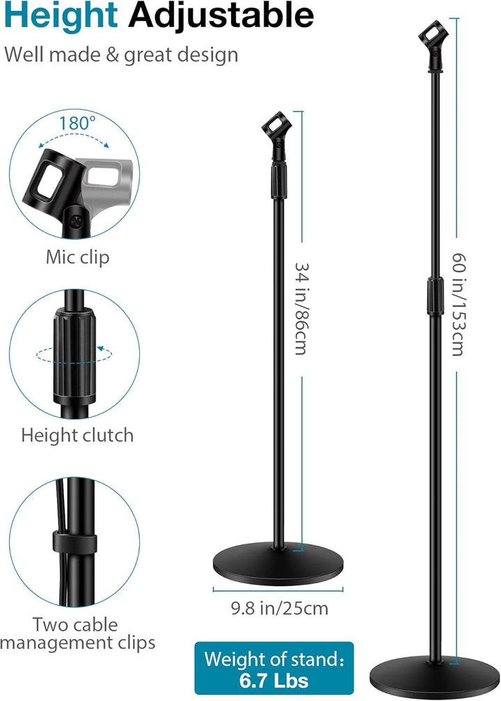 InnoGear Soporte de micrófono, paquete de 2 soportes de micrófono d...