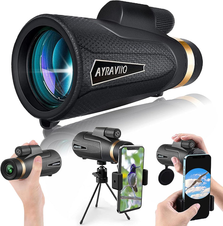 AYRAVIIO Telescopio monocular de 12 x 60 pulgadas con