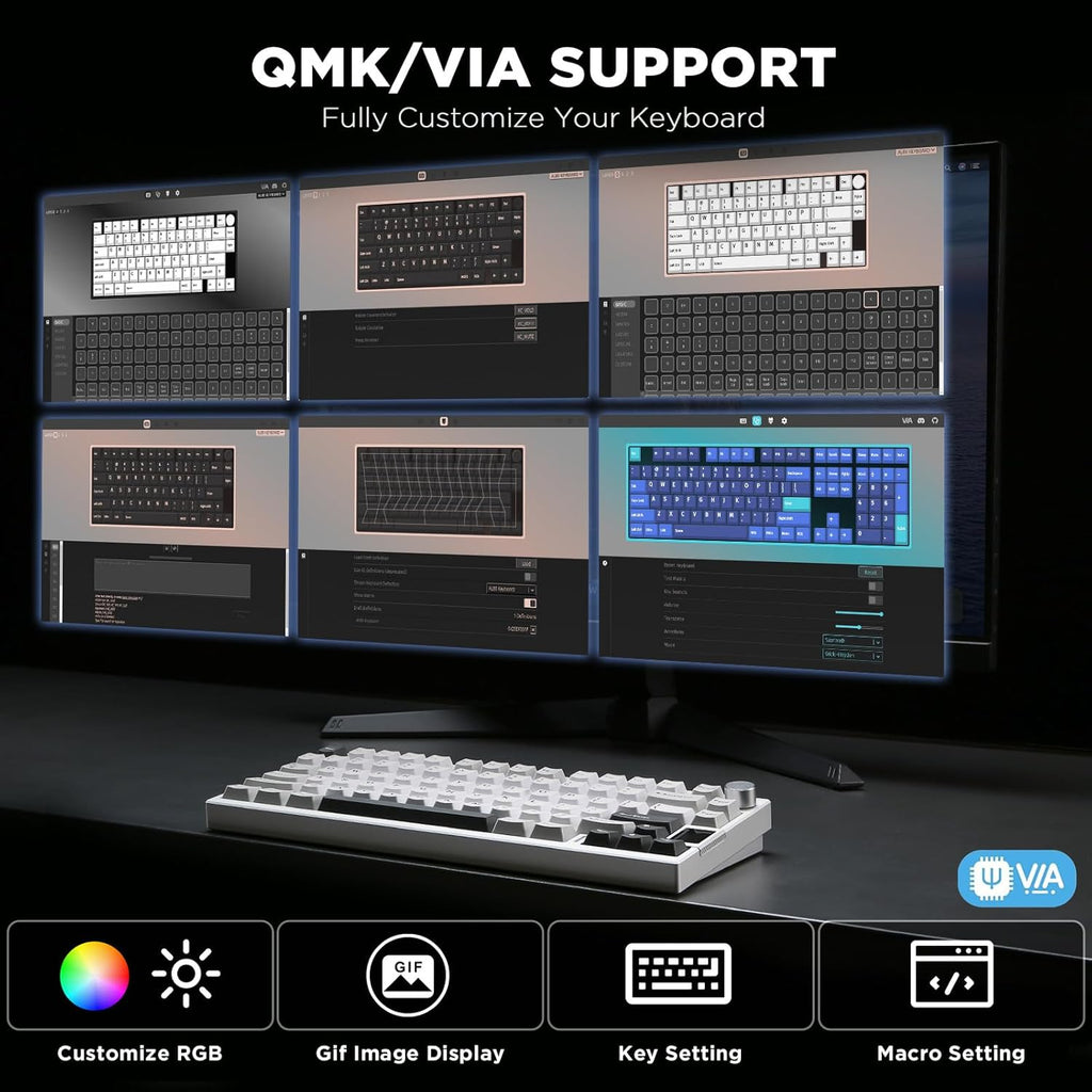 YUNZII AL80 75% Teclado mecánico inalámbrico de aluminio (Silver, Cocoa Cream)