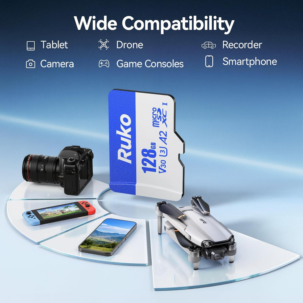 Ruko Tarjeta MicroSD R128G y dron U11MINI 4K