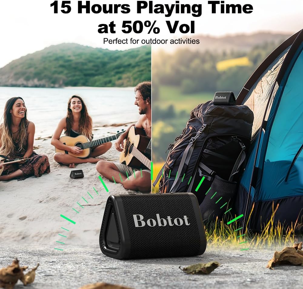Bobtot Altavoz Bluetooth Portátil Inalámbrico, Altavoz de Ducha Peq...