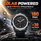 NORTH EDGE Reloj solar para hombre, sin necesidad de batería, 50M resistente al agua, reloj militar al aire libre, analógico luminosa, correa de silicona duradera, tamaño 46mm