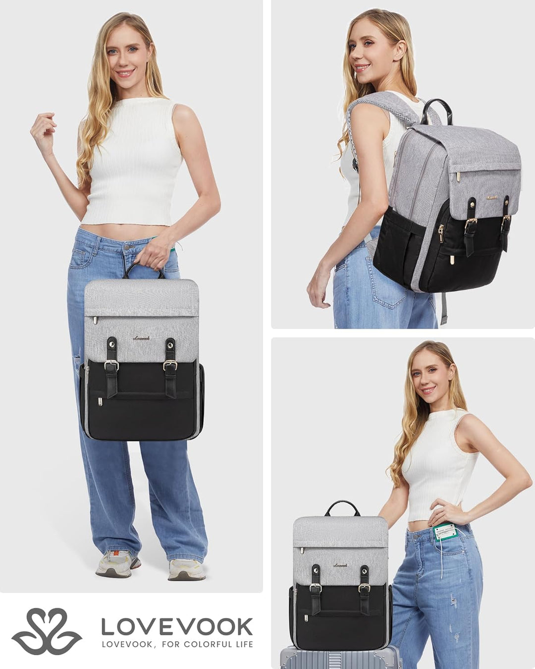 LOVEVOOK Mochila para computadora portátil para mujer, mochila de v...