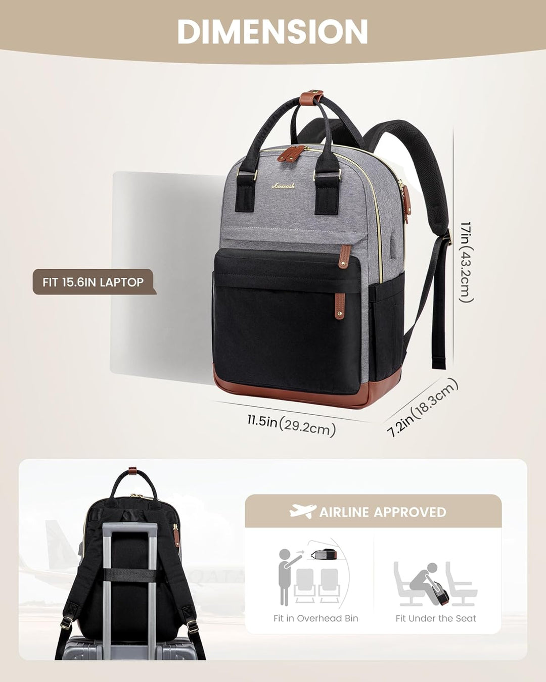 LOVEVOOK Mochila de viaje para laptop para mujer, bolsa antirrobo p...