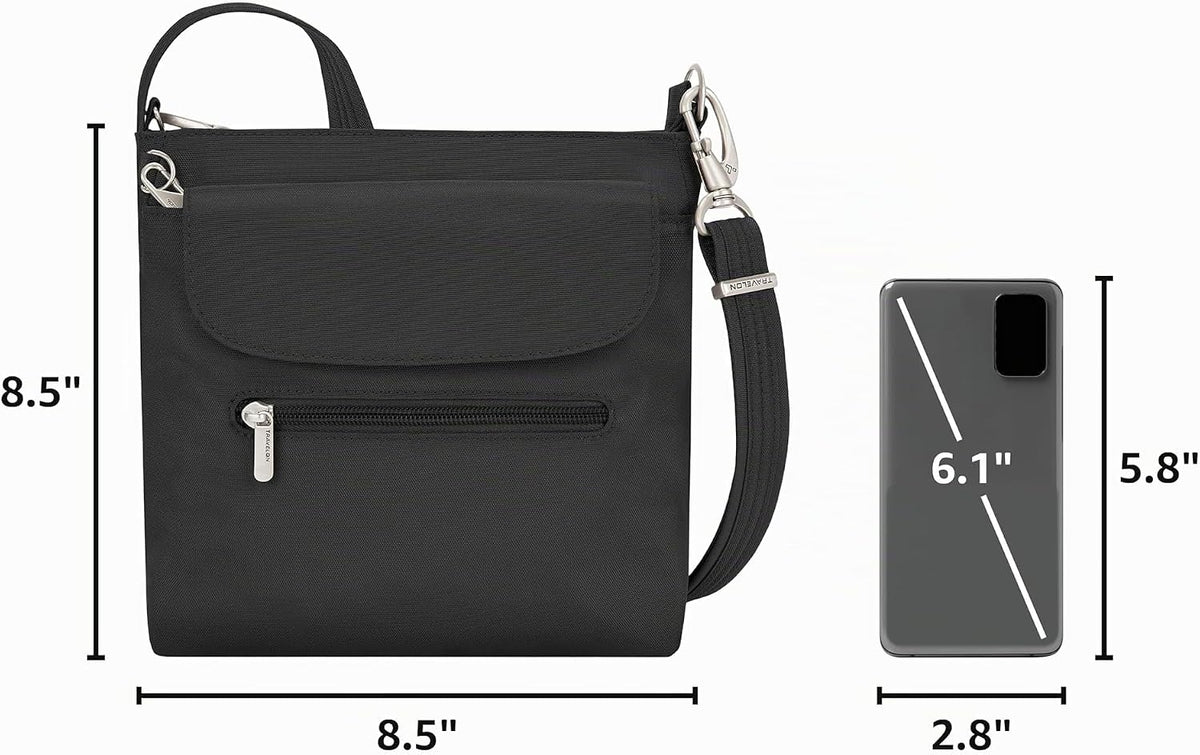 Travelon - Mini bolsa clásica de hombro antirrobo